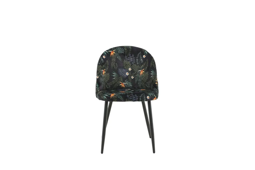 Chaise de salle à manger capitonnée en velours fleuri pour salon et séjour