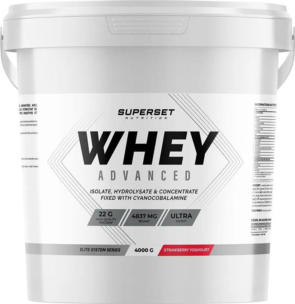 Whey Protéine Construction Musculaire - 4kg Superset Fraise Yaourt