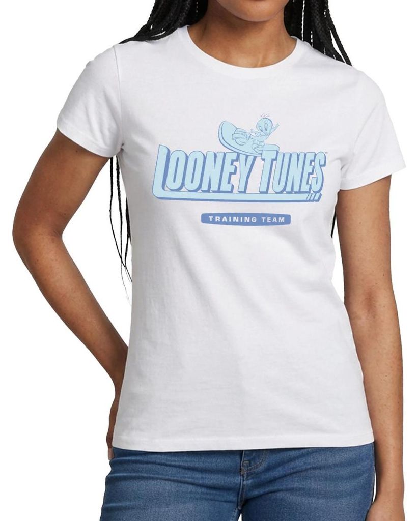 Spreadshirt Looney Tunes Traing Team Mit Tweety Frauen T-Shirt, L, Weiß