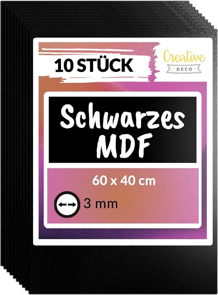 Creative Deco 10 kusů MDF desek 600 x 400 x 3 mm | černá | Obrázok produktu 