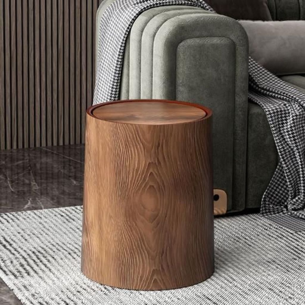 Vintage Holz Mülleimer 12L - Geruchshemmend Mit Schwingdeckel