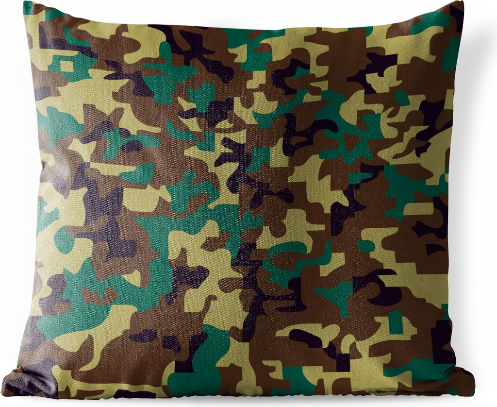 MuchoWow Outdoor Kissen - Camouflage-Muster mit dunklen Farben - 40x40 cm - Wetterfest - Lounge Kissen - Kopfkissen - Interieur - Polster mit Bild