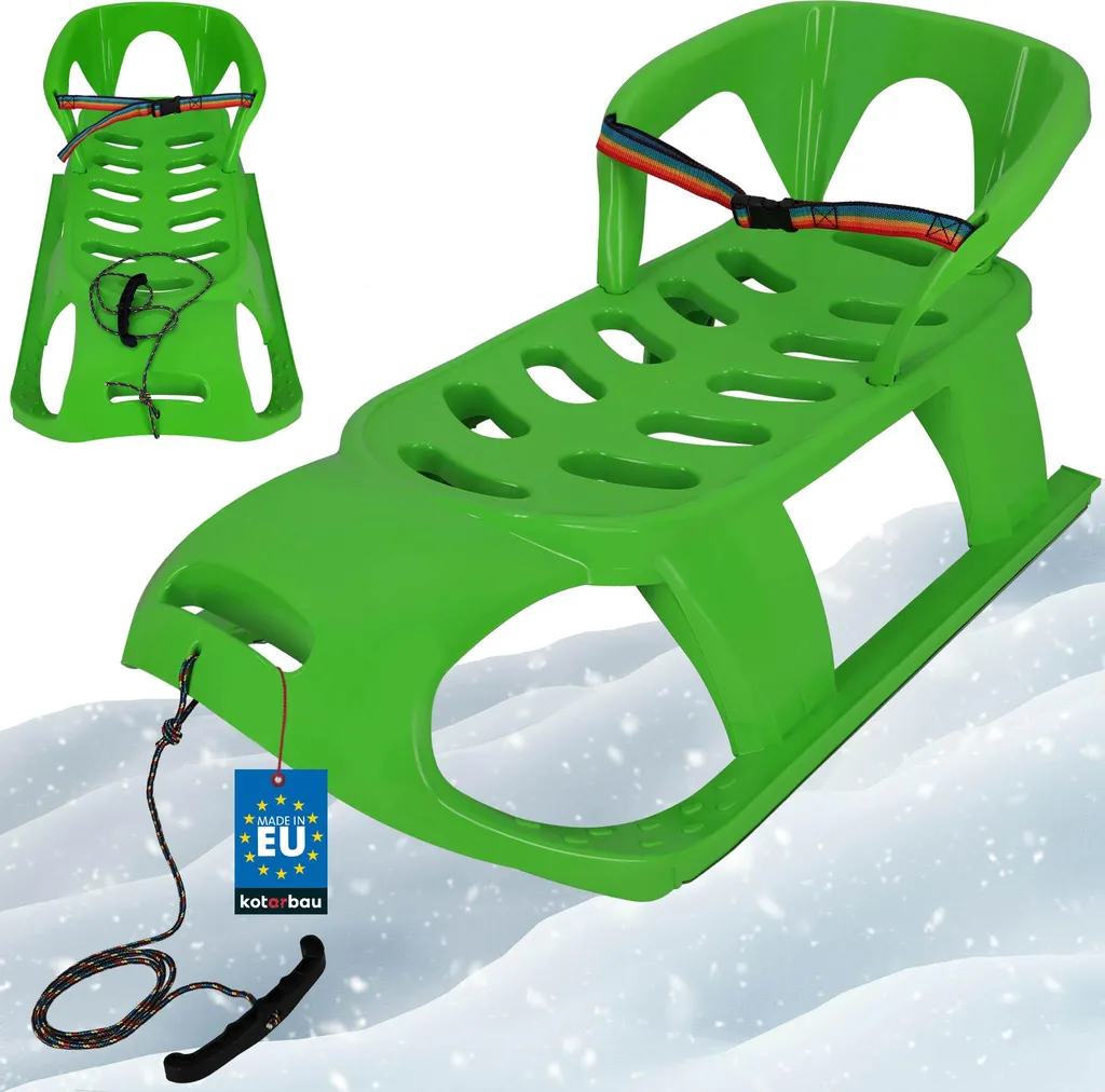 Traîneau à neige enfant avec longue corde de traction pour balade