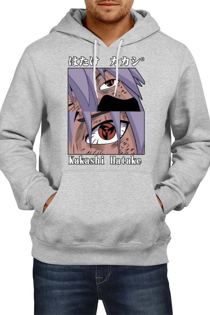 Herren Kapuzenpullover Japan Manga Comics Anime Naruto Kakashi Chidori Var-048 Hatake Chidori, Man L / Grau