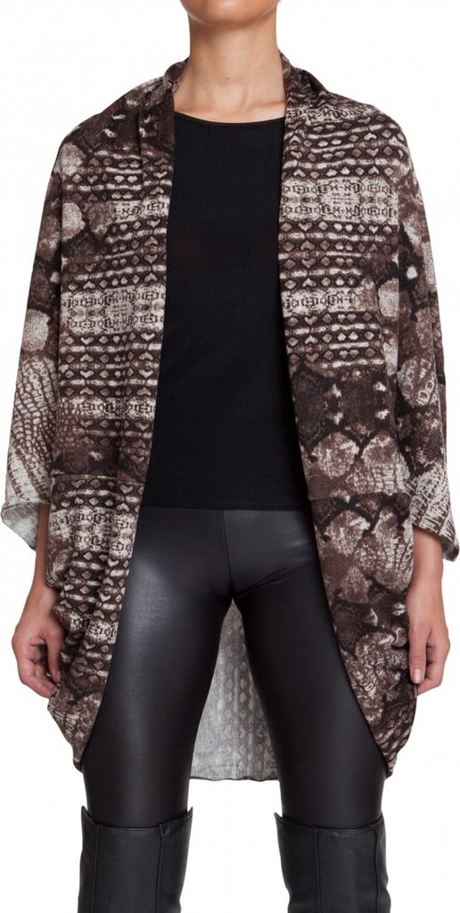 styleBREAKER Cardigan Weste / Schal im Animal Print Look, Krokodil Schlangen Design, Multifunktion, Damen 08010007