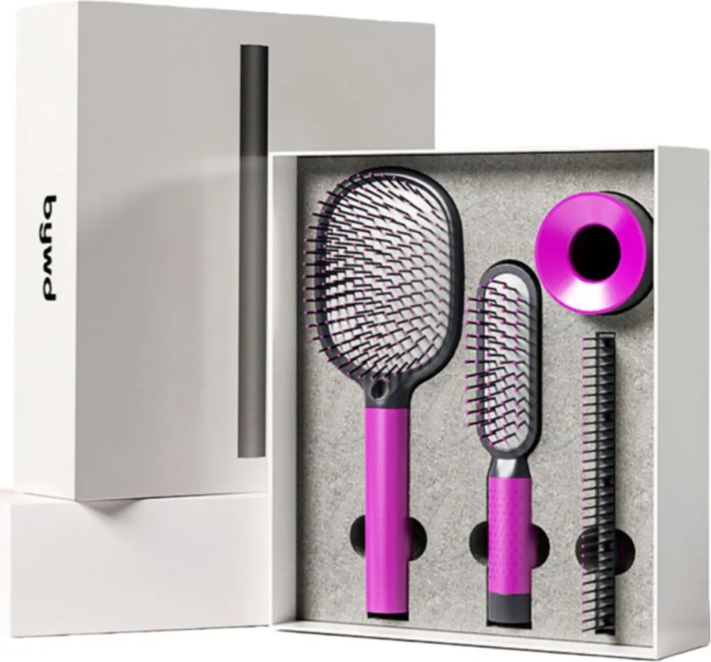 Kit Haircare INF 4-in-1 Rosa Rosso: Spazzola Antistatica e Massaggio