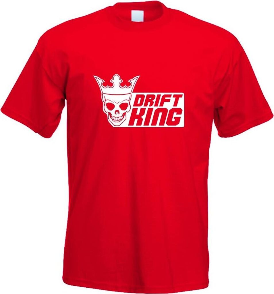Kiwistar - T-Shirt - rot - Drift King Motiv Bedruckt Funshirt Design Print - mit Motiv Bedruckt - Funshirt Design - Sport - Freizeit - Herren - XL