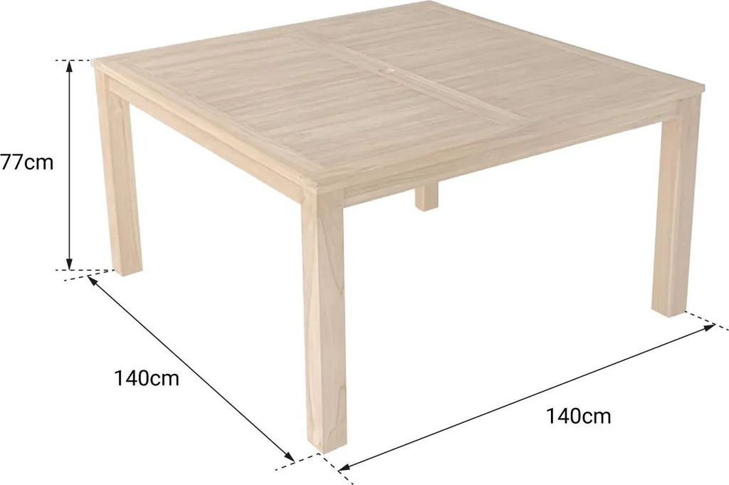 Table carrée 140cm en teck massif JAVA pour 8 personnes de qualité - 3