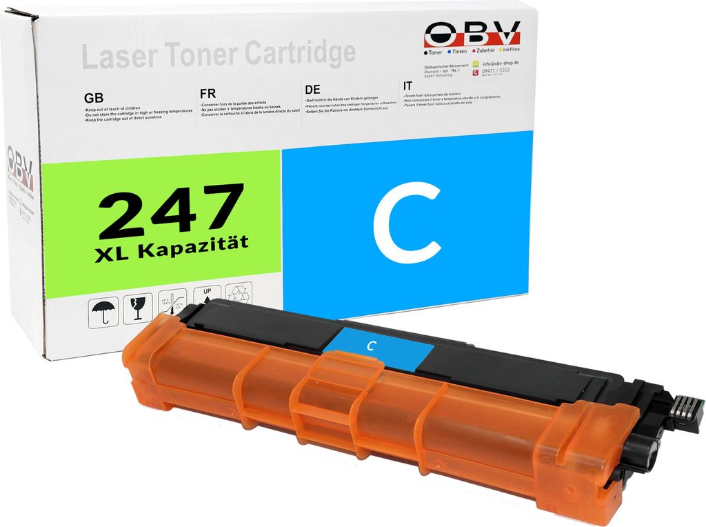 OBV Kompatibel 247 TN247C Toner passend für Brother HL-L3210CW DCP-L3550CDW HL-L3230CDW MFC-L3770CDW MF-CL3750CDW - cyan 2300 Seiten