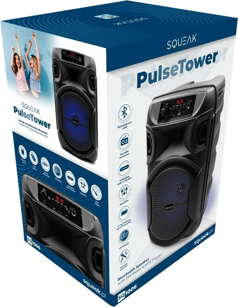 Squeak PulseTower SQ1006: Altoparlante Bluetooth 5.3 Karaoke e Party - 3