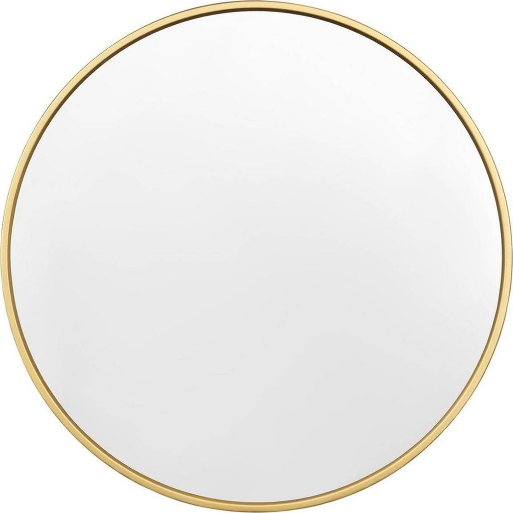 WOLTU Spiegel rund, moderner Wandspiegel Hängespiegel, aus Glas Metall MDF : Golden 80x80cm Farbe: Golden Size: 80x80cm