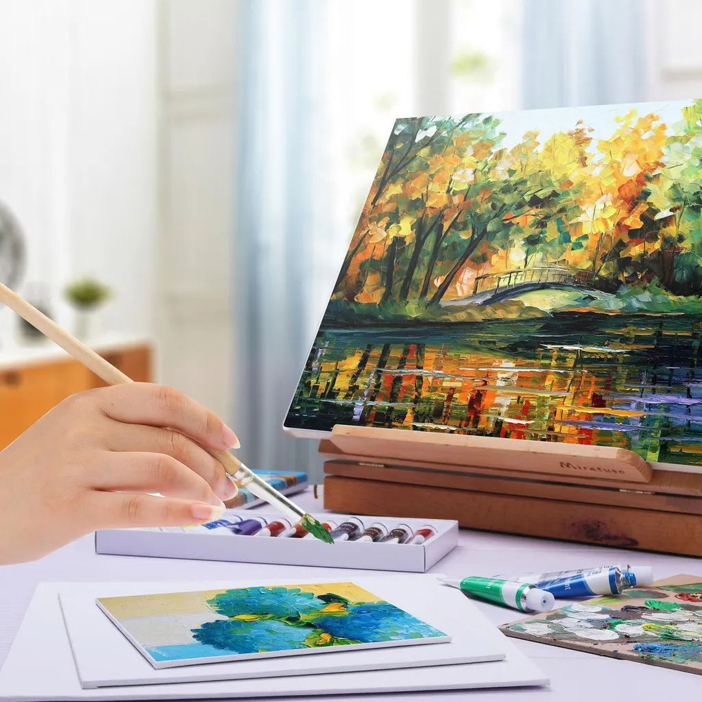 Tele da Pittura ESENG® 18 Pezzi | Cotone 20x20 per Scuole e Corsi - 6