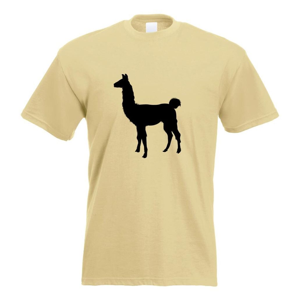 Kiwistar - T-Shirt - Khaki - Lama Alpaca Kamel Motiv Bedruckt Funshirt Design Print - mit Motiv Bedruckt - Funshirt Design - Sport - Freizeit - Her...