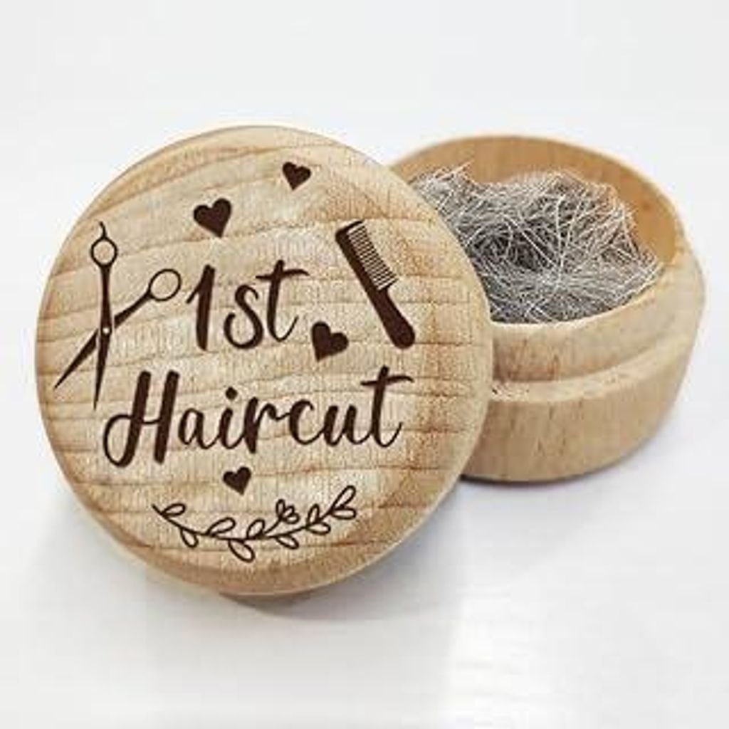 AHANDMAKER Baby Andenkenbox Für Das Erste Haar Andenken An Den Ersten Haarschnitt – Babyhaar Box Aus Holz 3D Niedliche Aufbewahrungsbox Für Bab...