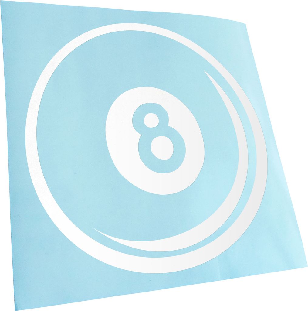 Kiwistar - Autoaufkleber - weiß - 30 x 30 cm - 8 Ball - Heckscheibenaufkleber - Aufkleber für Auto Kfz Fahrrad, LKW, Truck Mofa