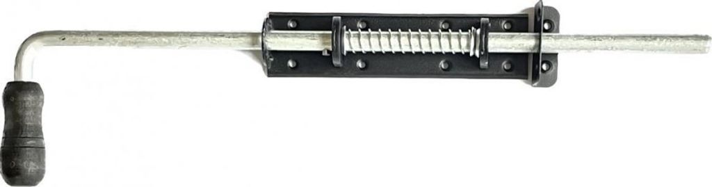 BKshop | Türriegel - Federriegel - 500x50 mm - Schwarz Verzinkt - Für Türen und Schränke - Torriegel - WSP 500c - Griff aus Holz