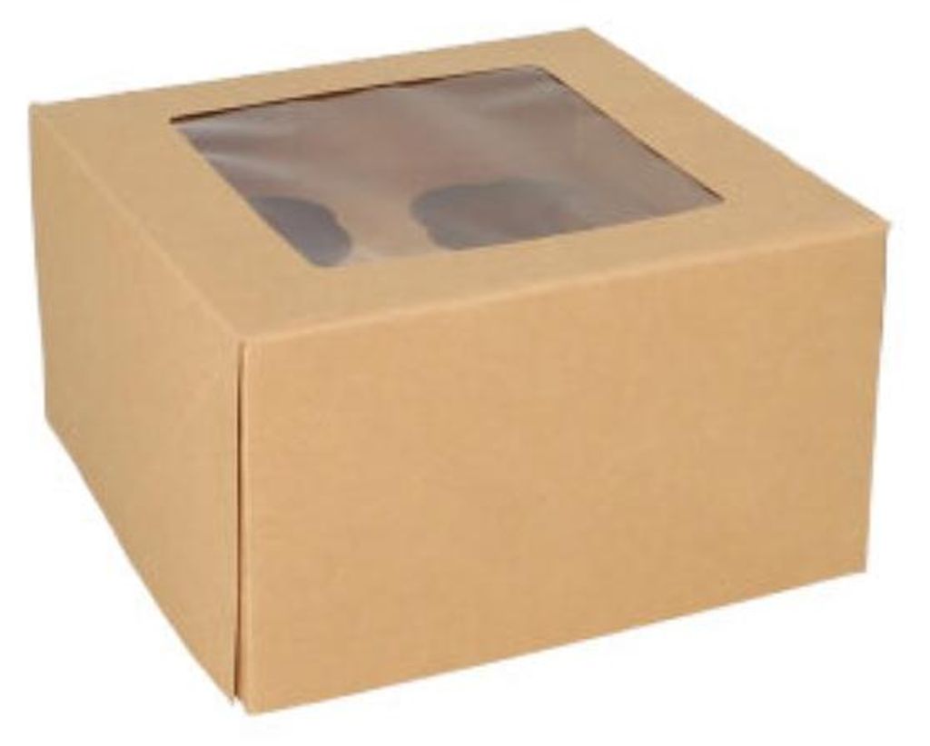 Cupcake-Kartons eckig 10 cm x 17,5 cm x 17,5 cm mit Sichtfenster aus PLA