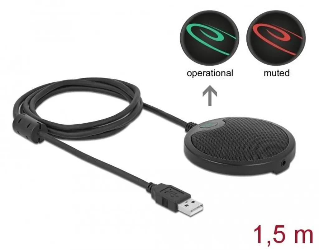 Delock Microphone à Condensateur USB Omnidirectionnel pour Conférence