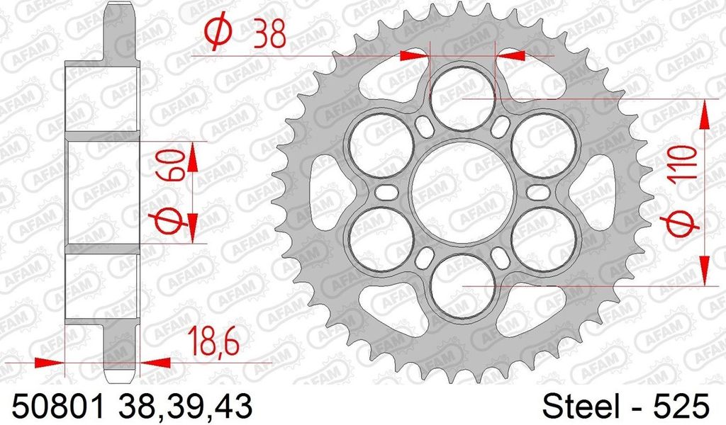 AFAM Standard Stahlritzel hinten 50801 - 525