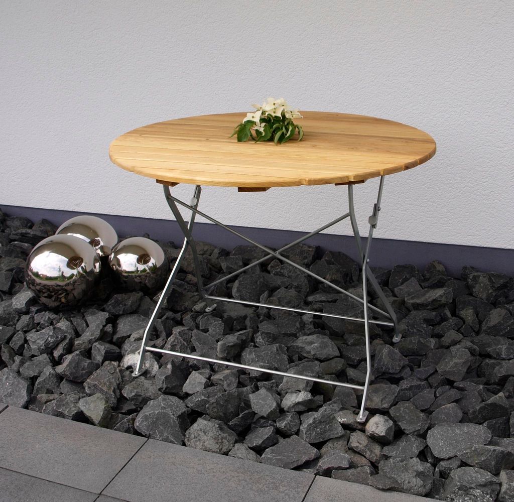 Klapptisch Holztisch Gartentisch Tisch,rund, Gestell verzinkt 100cm