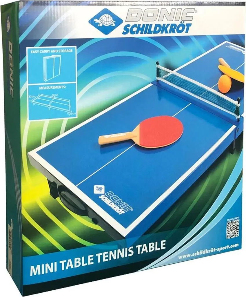 Table de TT Schildkröt MINI 66x33cm - Set Complet avec Filet et Raquettes - 8
