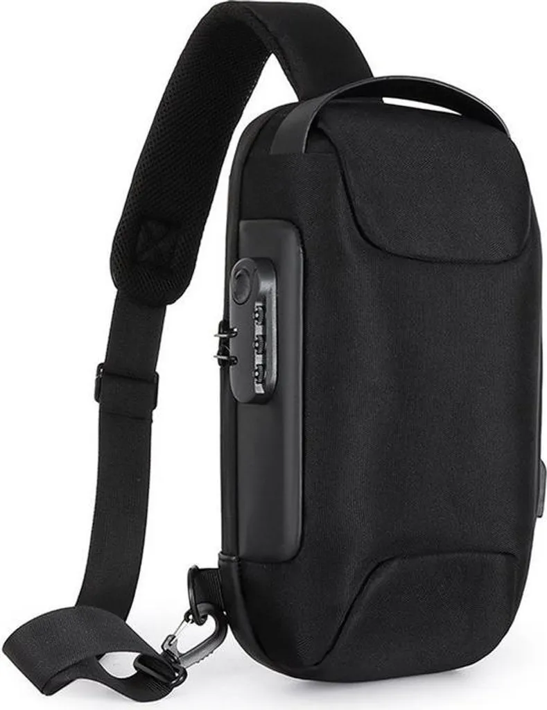 Sac de poitrine urbain imperméable et multipoche avec recharge USB intégrée