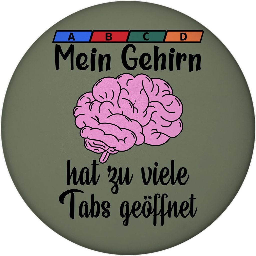 Überforderung Magnet rund mit Flaschenöffner mit Spruch Mein Gehirn hat zu