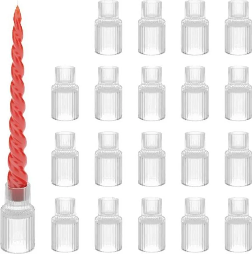 Petit Bougeoir Soliflore en Verre Clair, Set de 20 pour Déco de Table