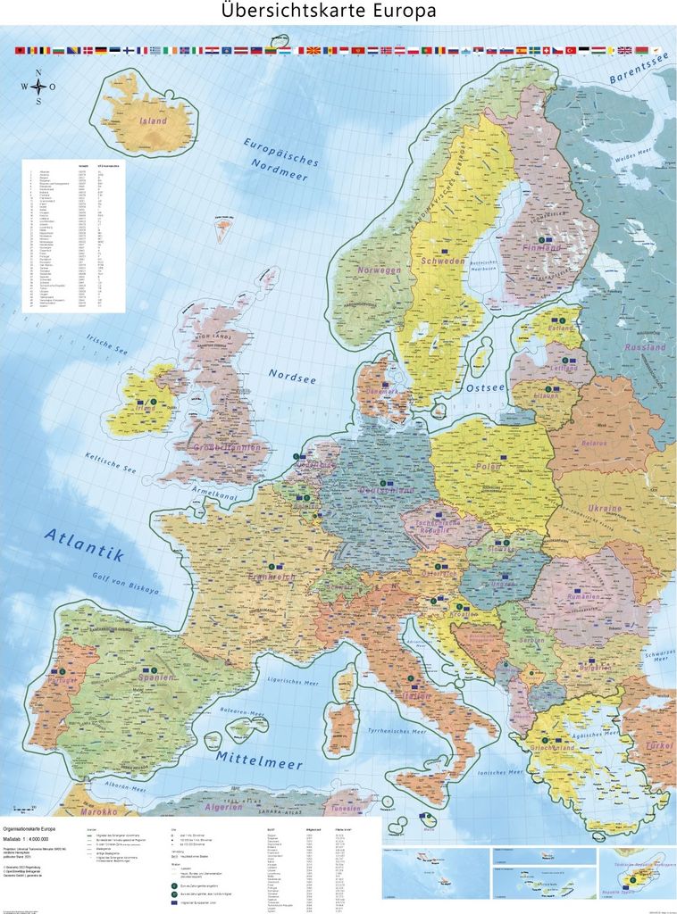 GeoMetro Europakarte mit Laminierung und Holzleisten zum Produktbild 3