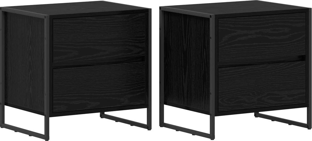 Nachttisch 2 pcs Schwarz Eichen-Optik 50 x 39,5 x 50 cm