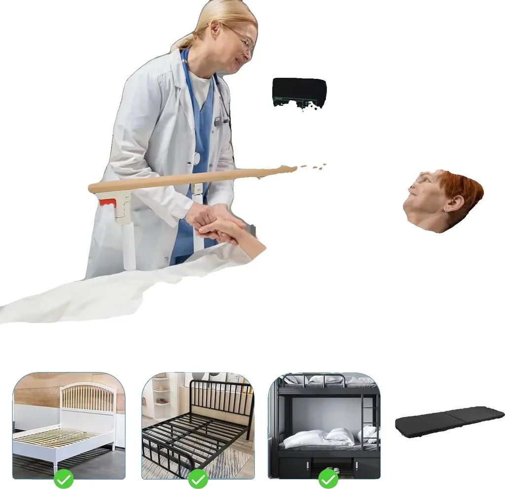 Barrière de lit réglable 50-58 cm en aluminium pour seniors et PMR