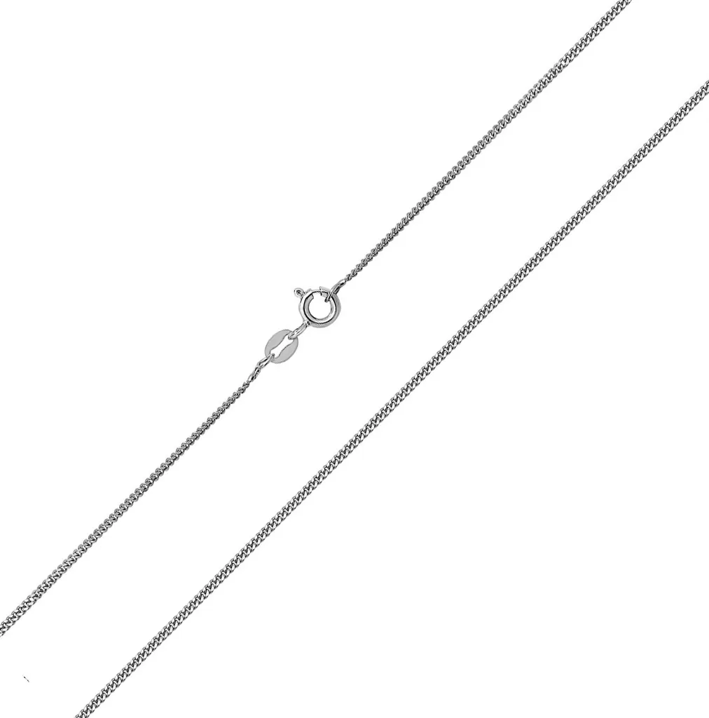 Collier Chaine Maille Courbe pour Femme en Argent Massif Rhodié de 56 cm