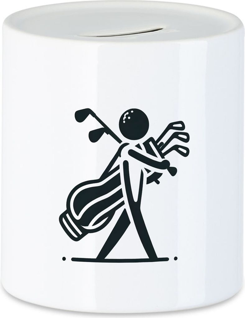 Silhouette eines Golfspielers Golfbag Spardose - Stilvolle Geschenkidee