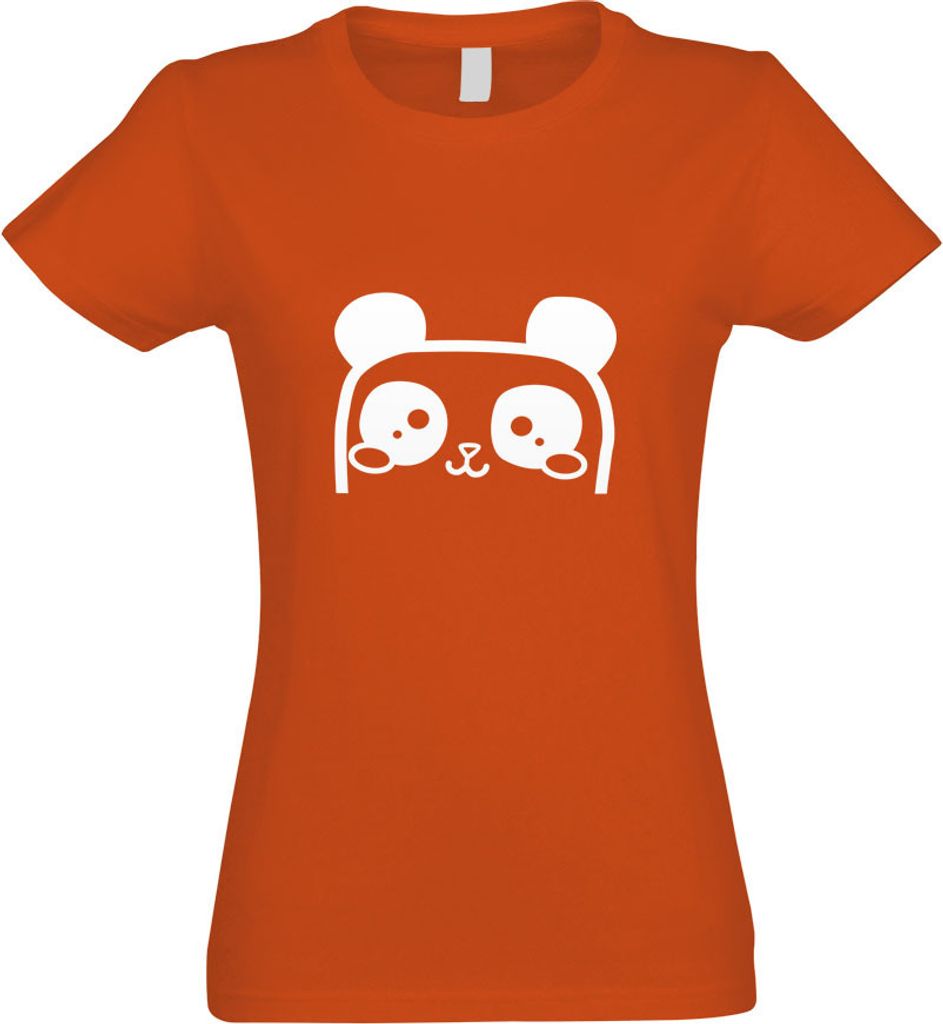 Kiwistar - T-Shirt tailliert - Damen - orange - halber Panda - mit Motiv Bedruckt - Funshirt Design - Sport - Freizeit - Damen - XL