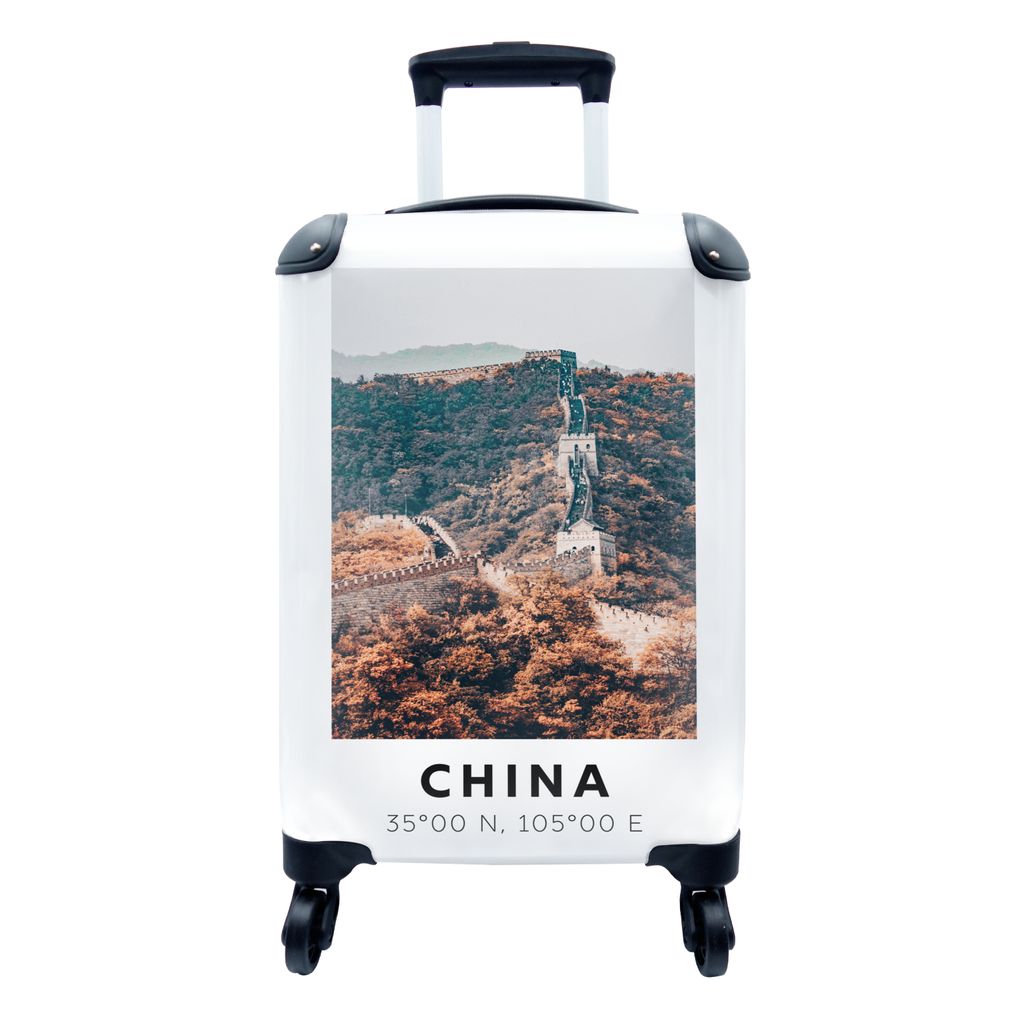 MuchoWow Koffer Handgepäck Trolley Rollkoffer Kleine Reisekoffer mit 4 Rollen - China - Große Mauer - Herbst - Asien - Cabin Size < 55x40x23 cm...