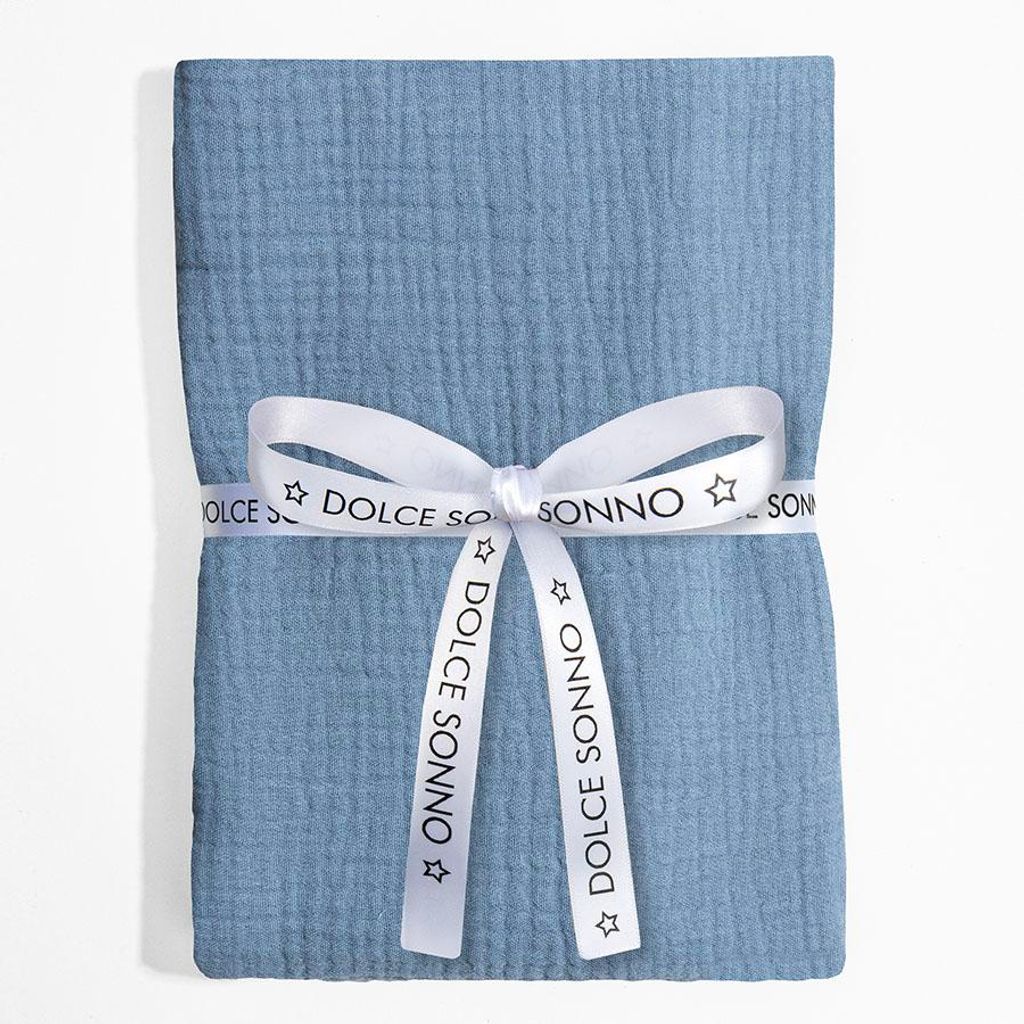 DOLCE SONNO Musselin Babydecke 110x110 – 100% Baumwolle – Musselin Windel – Baby Wickeltuch – Jeans