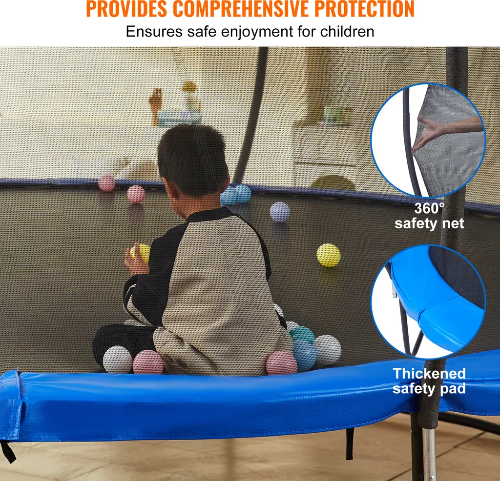 Trampoline d'extérieur avec Filet de Sécurité VEVOR 180kg, Idéal Enfant