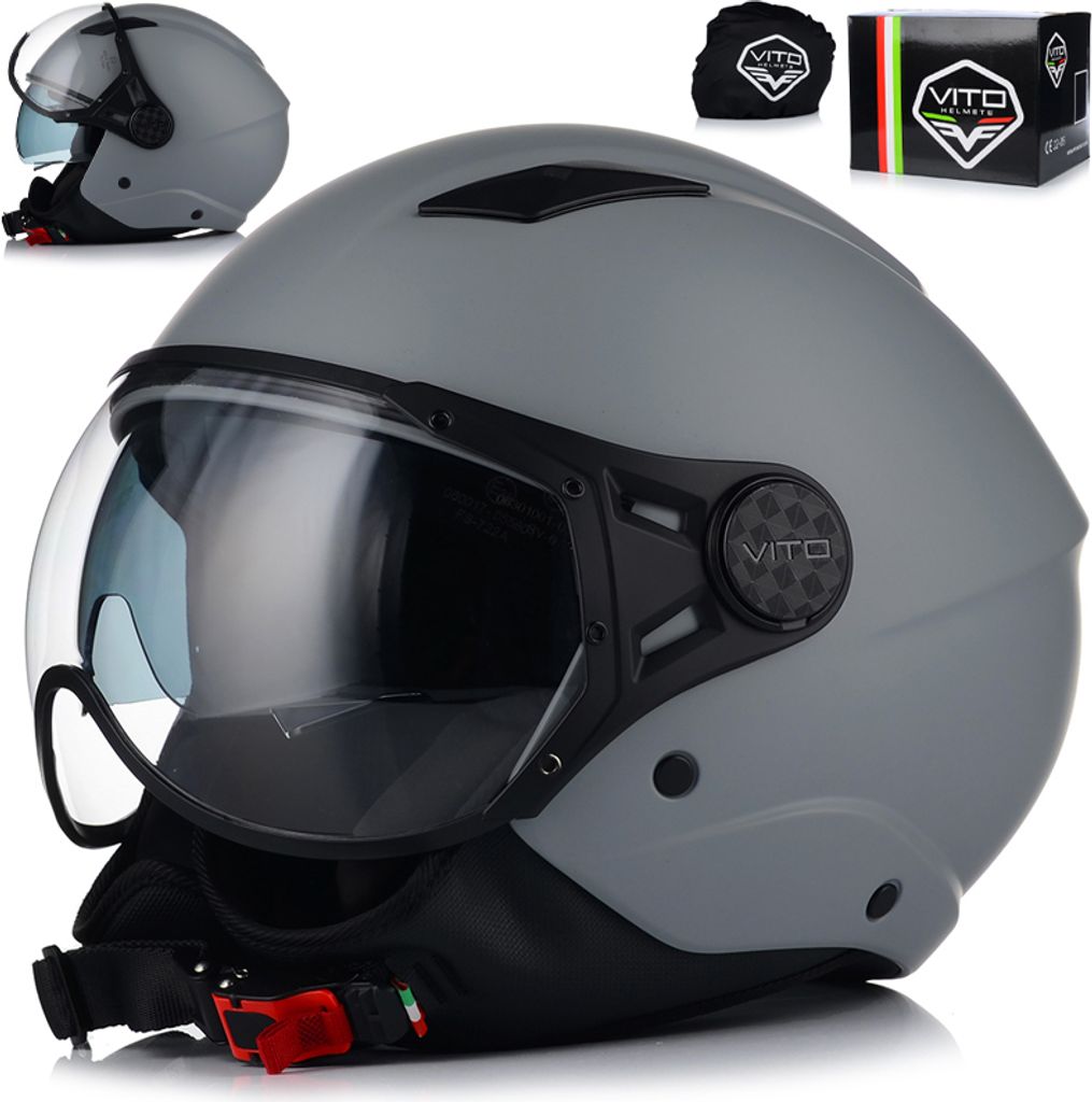 Jethelm Motorradhelm | VITO MODA | Helm mit integrierter Sonnenblende Jet Gr.M 57-58cm