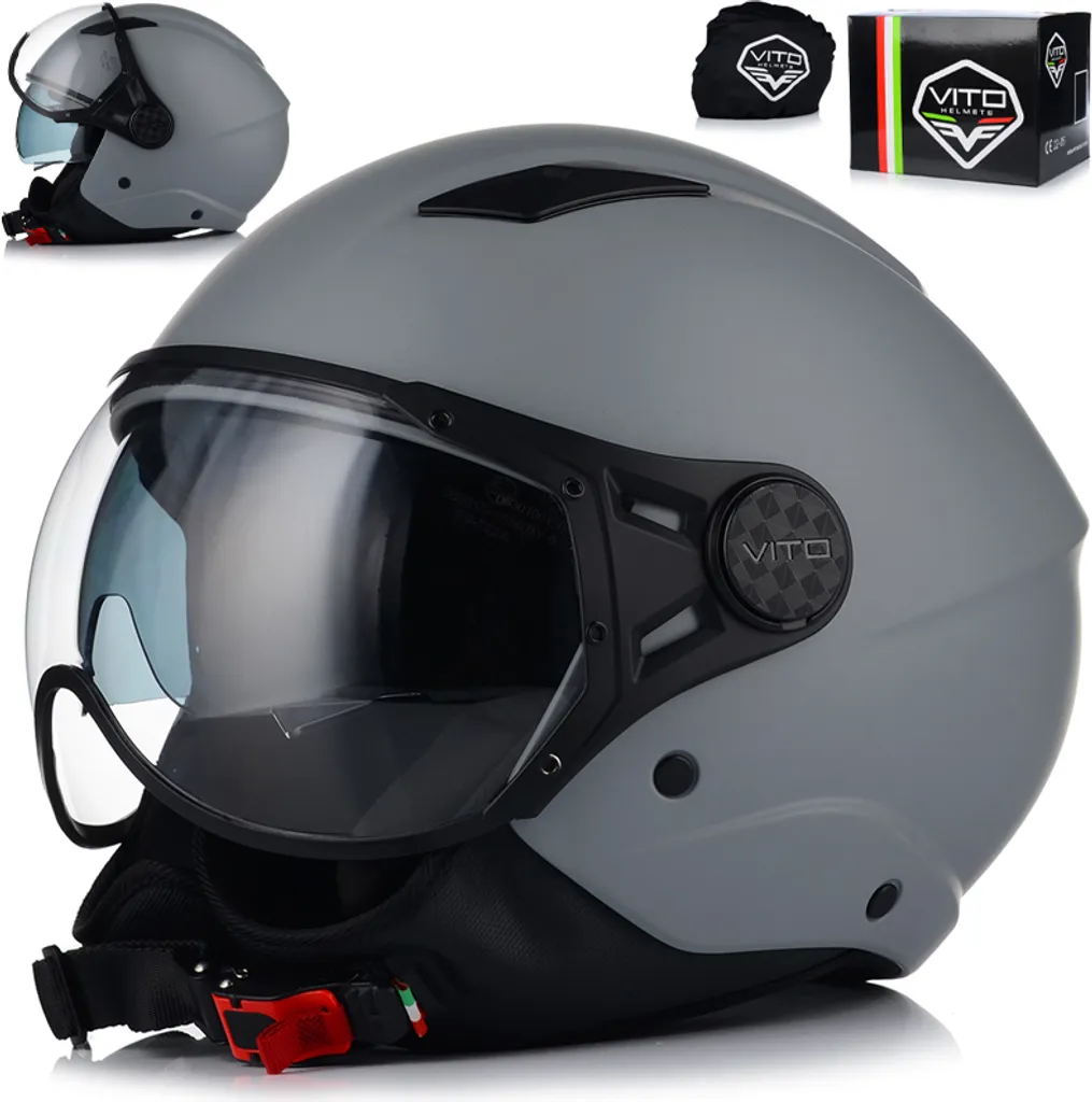 Casque moto jet VITO MODA : fini l'éblouissement avec le pare-soleil M