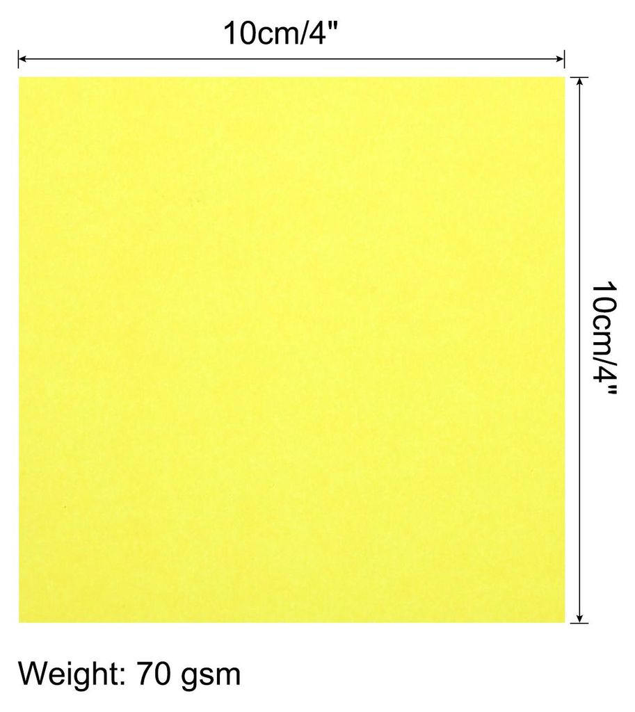 50 Blatt Origami Papier, doppelseitiges Bastelpapier fluoreszierendes Gelb 10 x 10 cm Bastelpapier Set 70 g/m2, Faltpapier Quadratisch fš¹r DIY, ...