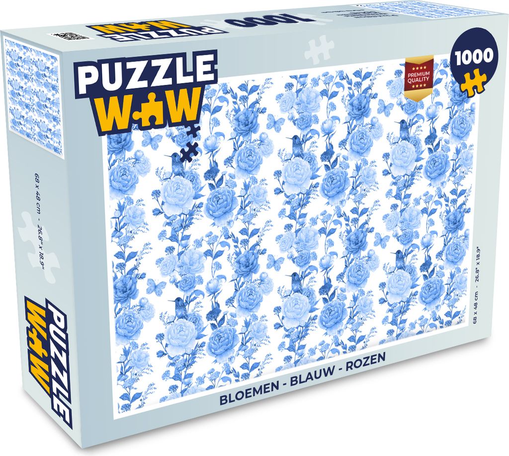 MuchoWow Puzzle 1000 Teile Blumen - Blau - Rosen - Erwachsene - Rätsel