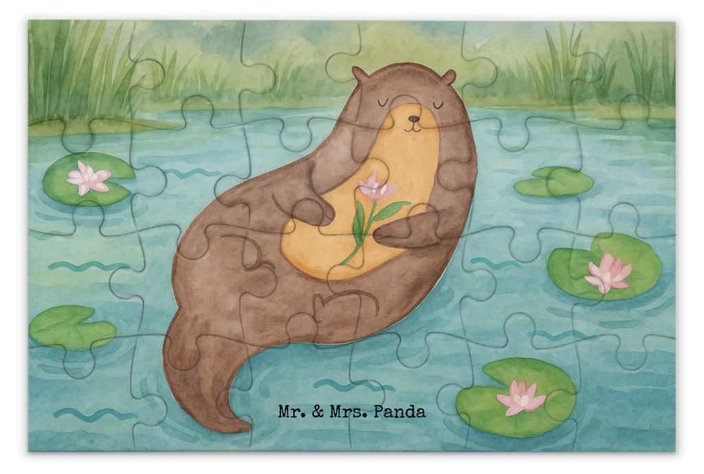 Mr. & Mrs. Panda Puzzle Otter Seerose Design 24 Teile - Weiß - Geschenk, Wasser, Seeotter, 2000, 500, 1000, Fluss, glücklich, 1500, 300