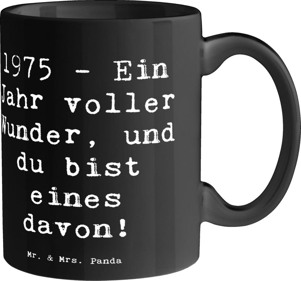 Mr. & Mrs. Panda Henkelpott Spruch 1975 Geburtstag Wunder - Schwarz - Geschenk, Kaffeetasse, Tasse, Teetasse, magische Momente, besondere Menschen,...