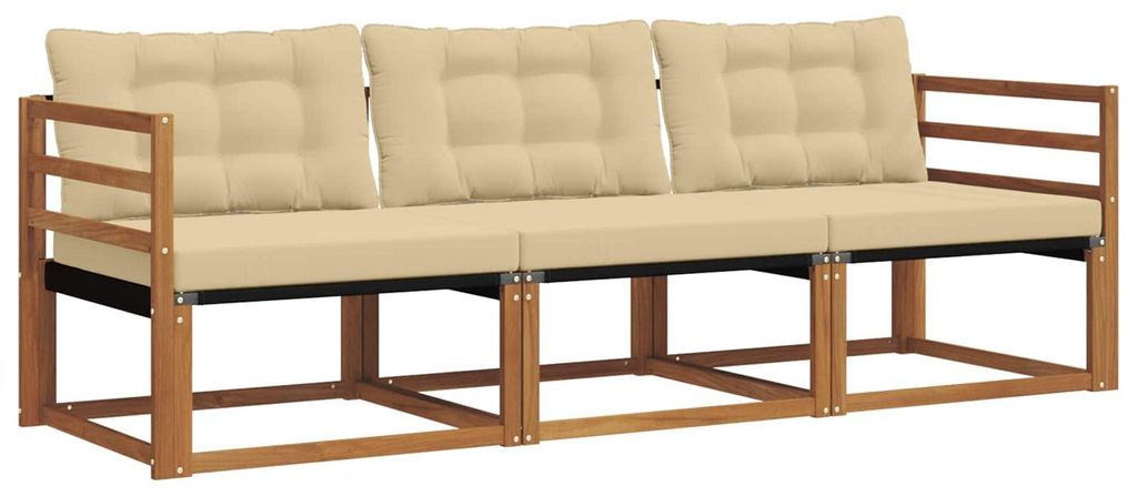 vidaXL Outdoor-Sofagarnitur mit Kissen 3 pcs Natur und Beige