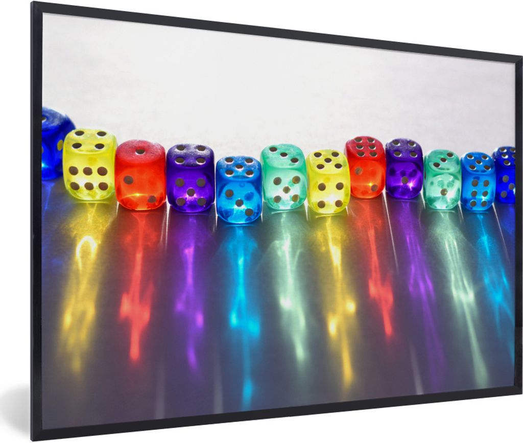MuchoWow Gerahmtes Poster Regenbogen der Würfel 90x60 cm - Poster mit Schwarzem Bilderrahmen Wandposter Rahmen Foto Bilder - Fotorahmen - Foto-P...