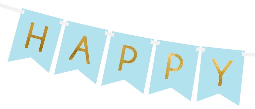 Guirlande Happy Birthday 15x175cm bleu clair Image du produit 