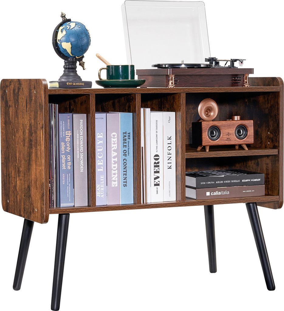 VEVOR Plattenspielerständer Schallplattenständer mit Aufbewahrung für bis zu 220 Alben, Vinyl-Schallplattenschrank Plattenspielertisch höhenver...