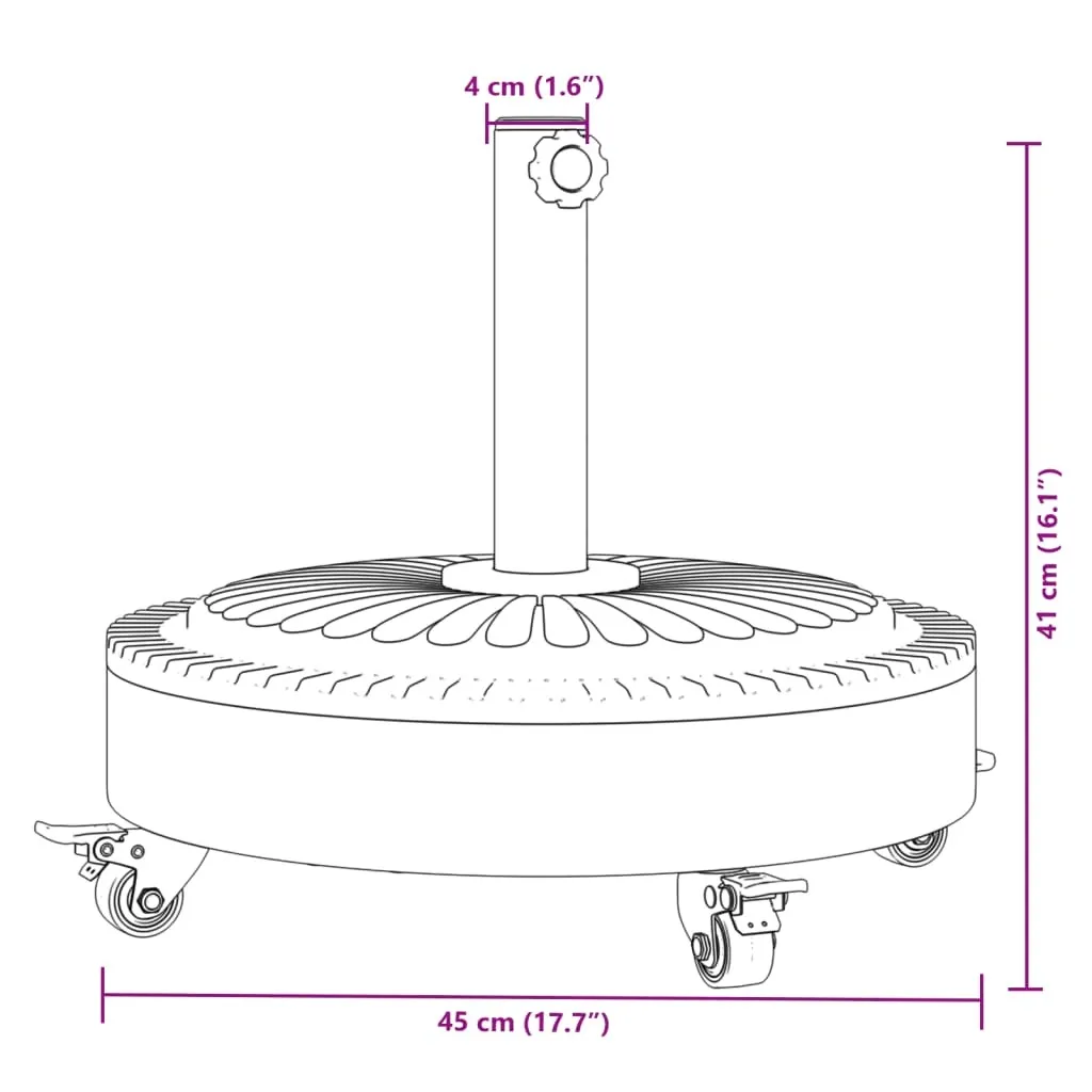 Socle de parasol rond avec roues pour jardin et terrasse - Poids 27 kg - 8