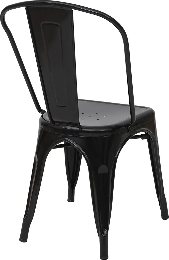 Set 2 Sedie Bistrot HWC-A73 Metallo Nero Industriale Impilabile - 6