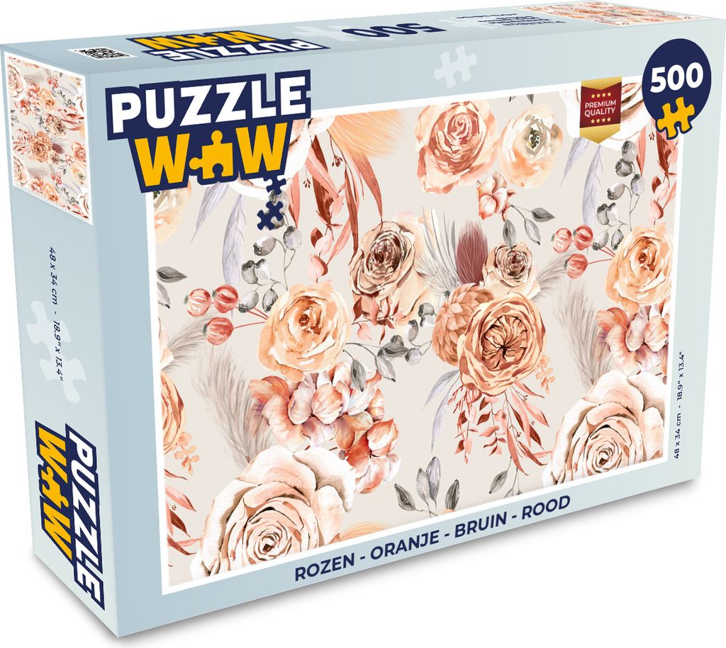 MuchoWow Puzzle 500 Teile Rosen - Orange - Braun - Rot - 500 Teile - Kinder - Selberbauen - Puzzlespiele
